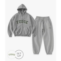 라퍼지스토어 LAFUDGESTORE [SET UP]심볼 퍼지 로고 오버핏 후드 집업&조거 팬츠 셋업_Gray Melange UP]Symbol Fudge Logo Overfit Ho