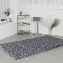 4단(소) 발수코팅 접이식매트리스 바닥 토퍼 수면매트, 4단 네이비 나뭇잎(소)