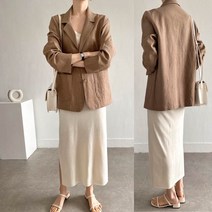 아이맘스타일 여성 린넨 자켓 베이직 리넨 자켓 투버튼 기본 마자켓