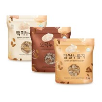 미식백과 오곡 찹쌀 백미 누룽지 1kg x 2 구수한 맛있는 몸에좋은 간편식 아침식사 여행용 캠핑용 누룽지, 백미누룽지1kg x 2