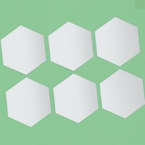 리시안제이 6개입 23CM 붙이는 아크릴 거울 육각 실버 조각 거울 인테리어 거울