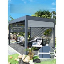 파고라 어닝 조립식 펜션 캠핑 정원, 라이트 3면 커튼 첨부 수동 3 x3미터