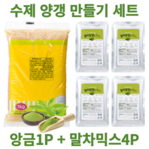 수제 양갱 만들기 재료 세트 영양갱 DIY 앙금1P+믹스4P 몰드, B-3. 백앙금1P + 말차4P