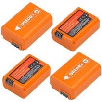 배터리 카메라용 밧데리 오렌지 NP-FW50 NP 배터리 (2160mAh) 소니 알파 a6500 NEX-3 A7 A7M2 A33 A35 A55, 04 4x Battery