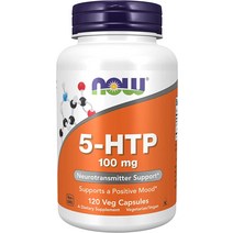 NOW 보충제 5하이드록시트립토판5하이드록시트립토판 100mg 120가지 채소 캡슐, 120정, 1개