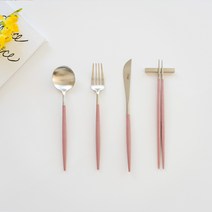 큐티폴고아 로즈 디너 4종세트(실버) 스푼 포크 나이프 젓가락