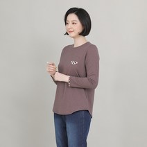 애비뉴투지 엄마옷 실키 체크 배색 쫀쫀 여성 봄 가을 겨울 긴팔 라운드 티셔츠 A11130 50대 60대 중년여성