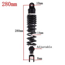 270mm - 360mm 혼다 야마하 가와사키 스즈키 리어 서스펜션 용 댐핑 쇼크 업소버 다양한 크기의 오토바이 리어 조정, 280mm 블랙 포크