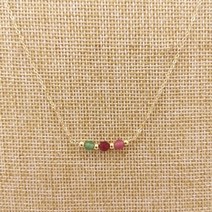 섬세한면 레드 루비 그린 에메랄드 바 목걸이 14k 골드 채워진 넥 체인 펜던트 boho 손으로 만든 레인보우 여성 목걸이