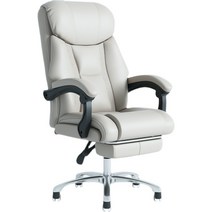 인체공학 의자 컴퓨터 사무실 가죽 리클라이닝 의자, 알루미늄 합금 발, 그레이 180도 리클라이닝 + 발판