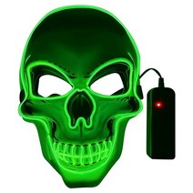 해골 할로윈 조명 등 장식 인테리어 소품 공포 빛나는 마스크 콜드 라이트 페이셜 마스크, 형광 녹색