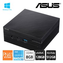 에이수스 ASUS 미니PC PN41-BC316AV N4505 Win11 RAM 8G eMMC 128GB SSD NVMe 512GB, 단품