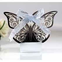 레이저 컷 할로우 초콜릿 캔디 박스 골드 나비 포장 리본 웨딩 파티 선물 10 개, 01 4.5x4.5x8.5, [08] Reflective silver