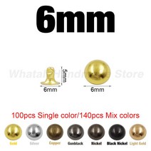 금속 돔 캡 리벳 스터드 가죽 공예 가방 용 라운드 리벳 벨트 의류 의류 신발 칼라 부품 액세서리, [03] 6mm, [02] Silver, 6mm, 1개