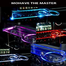 ArtX 모하비 더 마스터 USB 5V LED 2단 차량용 무중력테이블 컵홀더 식탁 자동차 선반 핸드폰 거치대 수납용품, 일반형, 포함, 블루