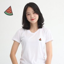멋지군 쿨론 기능성 브이넥 수박 여름 캐릭터자수 반팔 쿨 티셔츠