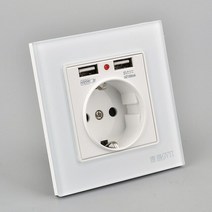 스마트 플러그 스위치 콘센트가리개 diy스마트 벽 소켓 콘센트 듀얼 USB 충전기 포트 어댑터 EU 플러그 16A, 01 1 OUTLET 2USB  WHITE