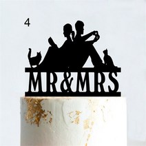 결혼기념일 현수막 토퍼 컴퓨터 프로그래머 웨딩 케이크 아크릴 비디오 Mr Mrs 신부 신랑 컨트롤러 북 웜 생일 파티 용품, [03] Glitter Silver, [04] Style 4
