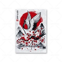 일본갑옷 일본 사무라이 캔버스 갑옷 캐릭터 터 잉어 게이샤 잉크 워시 월 아트 그림 거실 침실 홈, [11] xcm No Frame, [12]
