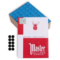 Master Chalk Billiard 당구 큐 초크 프리미엄 품질 - 1 총 144 피스 미국 제조 + 테이블 스팟 10 개 (그린) 바이오더, Sky Blue