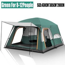 글램핑텐트 대형 가족 티피 캠핑장 캠핑 텐트 층 야외 거실 및 홀 야외 캠핑 텐트 공간 텐트, 녹색 8-12명