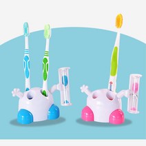 3분 모래시계 어린이 양치연습 칫솔꽂이x2개 칫솔걸이, 2-모래칫솔꽂이-블루