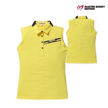 마스터바니에디션 골프 masterbunnyedition여성 라인 배색 슬리브리스 티셔츠 42192TL071_YL, 0[85], YL