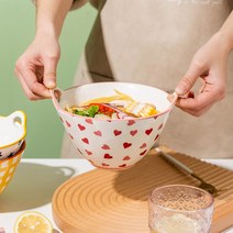 youyuyouyu두 귀 수프 그릇 북유럽 스타일 국수 그릇 가정용 열탕 먹는라면 크리 에이 티브 귀여운 인치 큰 그릇 인치 국수 그릇-프라하, 7인치 볼. - 하트 하트.