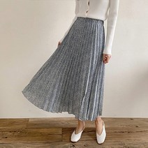 여자 주름 플리츠 패턴 밴딩 스커트 치마