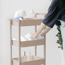 가정용 서빙 업소 미용실 주방 다용도 수납 트롤리 3단 4단 이동식 수납장 카트 웨건, 3단 카트 화이트