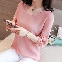 패션시그널 패션시그널 5부 그물소매 라운드 니트