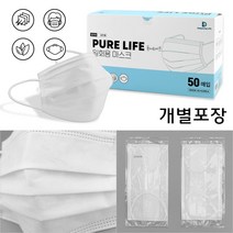 대영라이프 퓨어라이프 일회용 마스크 50매입 개별포장 3중 필터 대형, 1개, 50개입