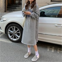 꾸안꾸 롱 후드원피스 데일리 기모원피스