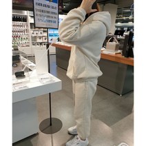 나니까 여성 기모 후드 트레이닝복 세트 3color 오트밀 그레이 블랙 트레이닝