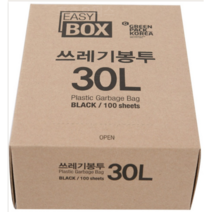 그린팩코리아 이지박스 쓰레기봉투 블랙, 30L, 300개입