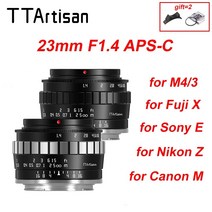 DSLR 미러리스 렌즈 단 광각 망원 ttartisan 23mm f1.4 aps-c 니콘 z 라이카 l 시그마 m43 fuji x sony e canon ef-m eosm 호환, 실버 블랙, 캐논 ef-m