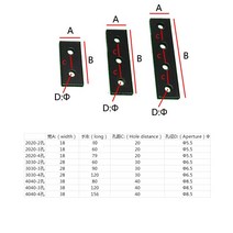 볼트 및 없는 알루미늄 프로파일 연결 플레이트 블랙 조인트 보드 패스너 직사각형 브래킷 로트당 2 개, 09 4040-2 Hole