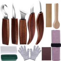 우드카빙키트 조각끌 목공칼 접도 DIY 예술 공예 조각 도구 핸드 치즐 후크 나이프 나무 커터 필링 목각 스푼 1/3/5/7/10/12 피스, [06] 12pcs