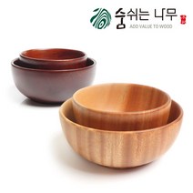 [바퀴달린집] 옻칠 내추럴 나무 밥그릇 국그릇 나무그릇 대접, 내추럴 밥그릇