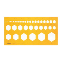 산키스 템플레이트 육각형판 도형자 1~36mm No 109, 혼합 색상, 3개