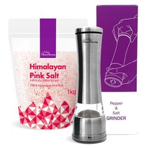 네이처모닝 히말라야 핑크솔트 굵은소금 1kg, 스테인레스 그라인더 + 굵은소금 1kg