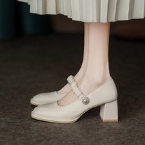 승무원 구두 가보시힐 발볼넓은 용 펌프스 하이힐 메리 제인 용 디자이너 웨딩 신부 진주 탄성 tacones