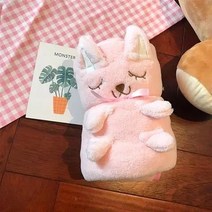 MEIISEO여름 에어컨 담요 가정용 낮잠 담요 사무실 에어컨 담요 다리 담요, (대형롤담요1*1.7m)권장, 작은 핑크 토끼