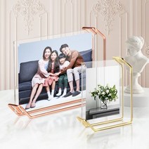 리브리움 탁상액자 가족사진 결혼 틀 제작 투명아크릴 웨딩 테이블 빈티지 프레임 labinlab*6449043PY, 골드 대