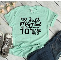 결혼 10 년 전 10 주년 기념일 티셔츠 신부 파티 선물 독신 크리에이티브 코튼 O 넥
