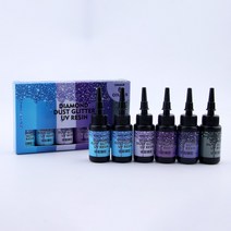 MYKOMI 24색 UV 레진 UV Resin 액세서리 DIY 6색 세트 반짝반짝 레진+몰드, 4세트 6색