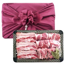 오늘잡은소 1+ 한돈 돼지고기 선물세트 [한돈C] 삼겹살 목살 등갈비 (냉장) 1.2kg이상, 골드(기본제공), 화이트