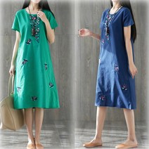 [CESS] 4009 자수 린넨 면마 원피스 3색상