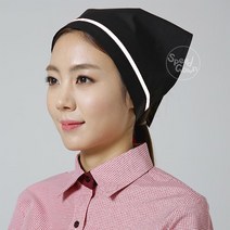 HA4348 검백머리스카프-끈/조리모자/위생모자/위생모/조리모/셰프모자/셰프모/셰프두건/조리두건/헬로모자/식당/조리사복/조리복
