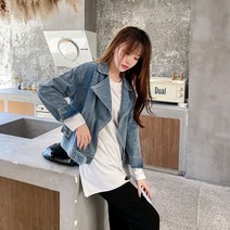 디자인 감각 미니멀 스트리트 데님 코트 여성 빈티지 봄 숏 포트 시크 탑
